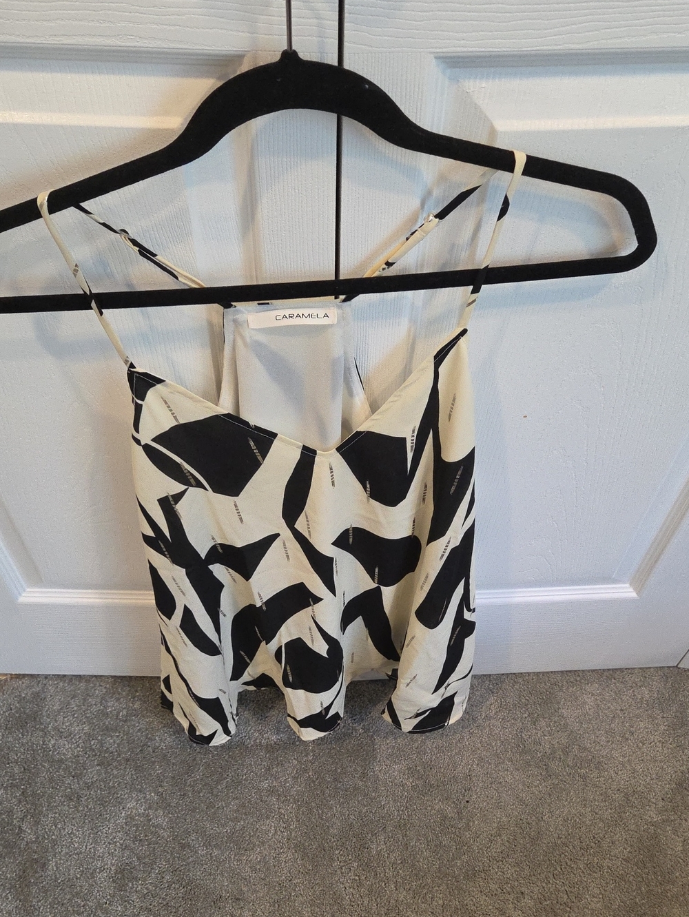 Caramela Black & Cream Abstract Print Slip Cami